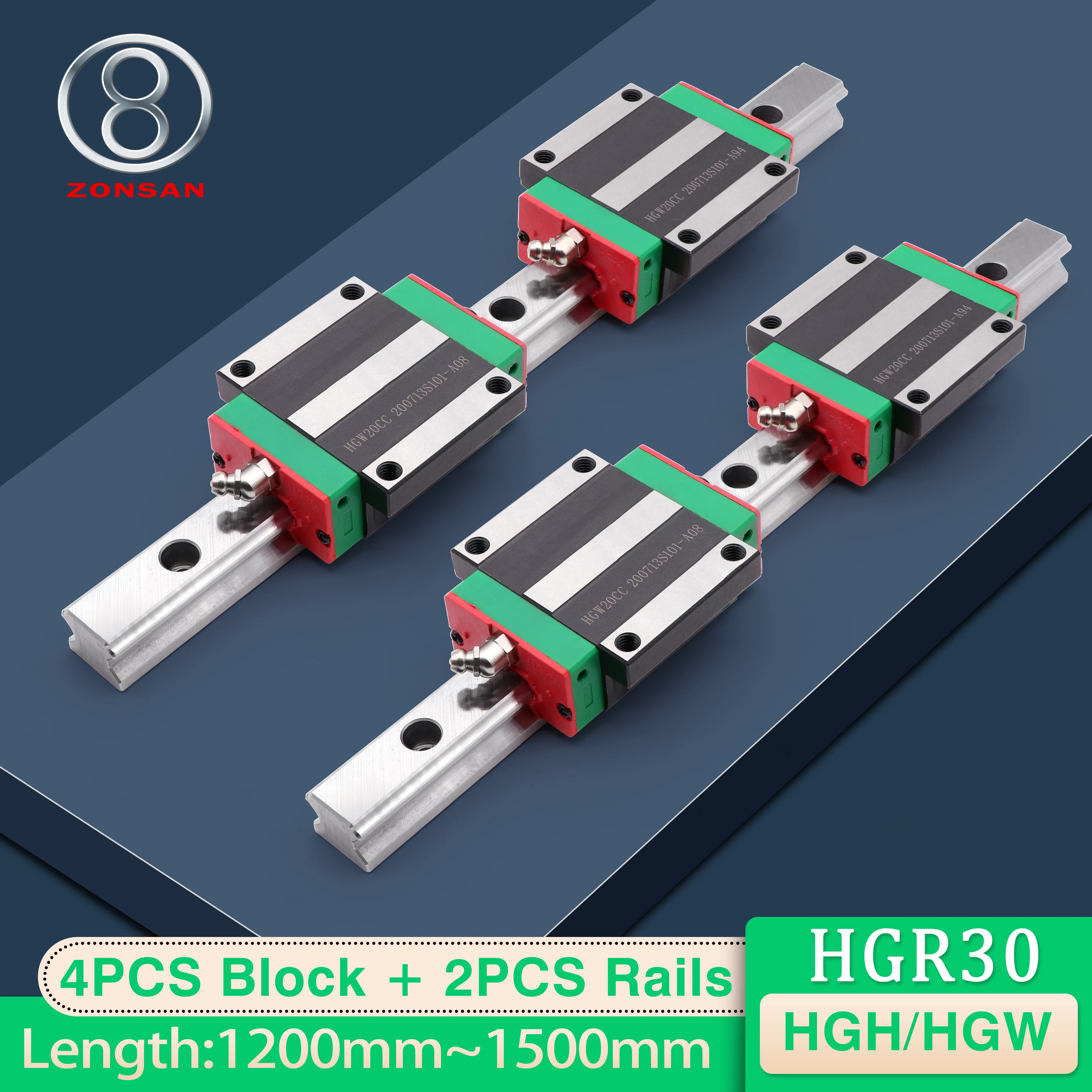 

Free Shipping HGR30 Linear Guide Rails 1200 1300 1400 1450 MM Slide + HGH30CA HGW30CC Block Square Carriages HGR 30 Kit Router