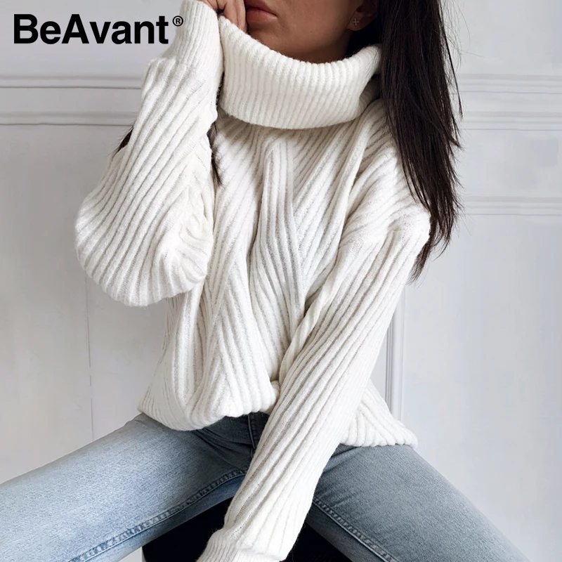 BeAvent Turtleneck knitted sweater female Casual batwing long sleeve pullover jumper Women streetwear ladies white sweater 2020
BeAvent Turtleneck knitted sweater female Casual batwing long sleeve pullover jumper Women streetwear ladies white sweater 2020