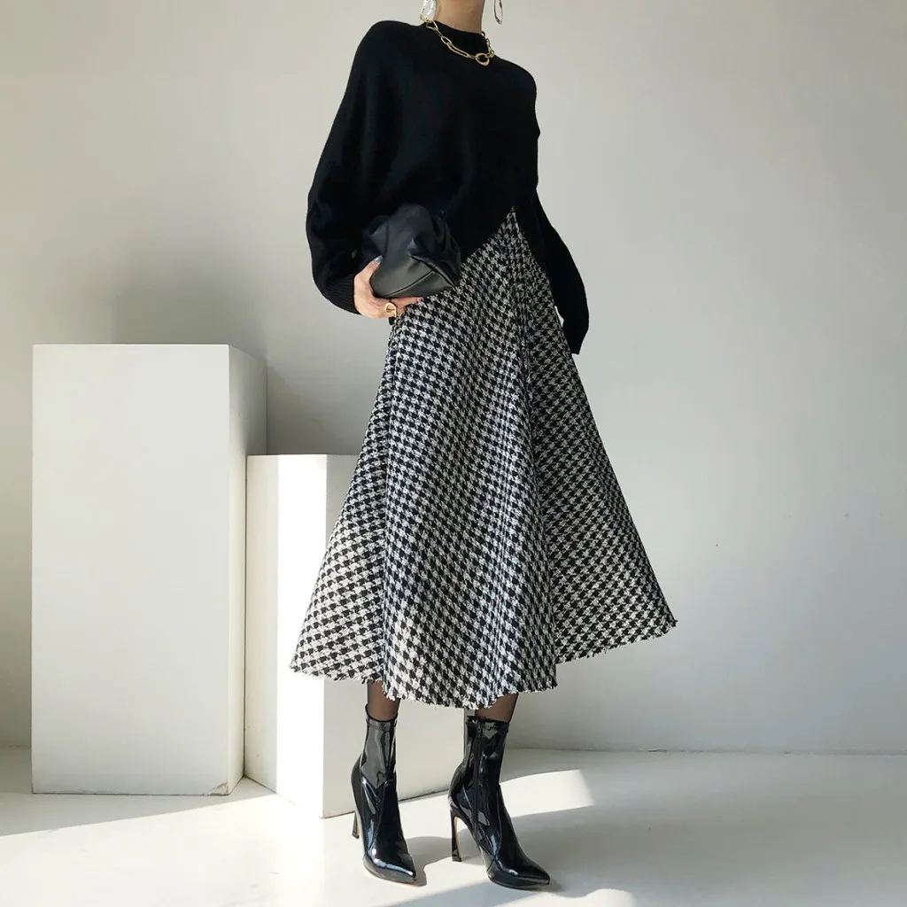 Newest ChicTemperament Half Turtleneck Irregular Split Sweater + High Waist Houndstooth Fringed Woolen Long Skirt Two Piece Set
Newest ChicTemperament Half Turtleneck Irregular Split Sweater + High Waist Houndstooth Fringed Woolen Long Skirt Two Piece Set