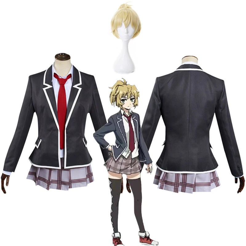 Anime High Rise Invasion Mayuko Nise Cosplay Costume Blonde Wig Tenkuu Shinpan School Girl Uniform Skirt Set Women Carnival Suit
Anime High Rise Invasion Mayuko Nise Cosplay Costume Blonde Wig Tenkuu Shinpan School Girl Uniform Skirt Set Women Carnival Suit