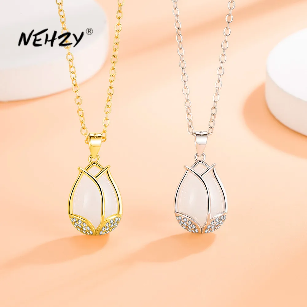 NEHZY S925 Stamp Silver New Woman Fashion Jewelry High Quality Crystal Zircon Tulip Flower Opal Pendant Necklace Length 45CM
NEHZY S925 Stamp Silver New Woman Fashion Jewelry High Quality Crystal Zircon Tulip Flower Opal Pendant Necklace Length 45CM