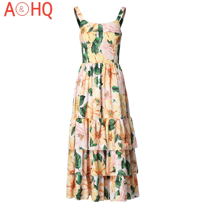 Long Dress Beach Style Summer New Women'S Suspenders Fashion Elegant Flowers Print Party Cascading Ruffles Large Skirt Dresses
Long Dress Beach Style Summer New Women'S Suspenders Fashion Elegant Flowers Print Party Cascading Ruffles Large Skirt Dresses