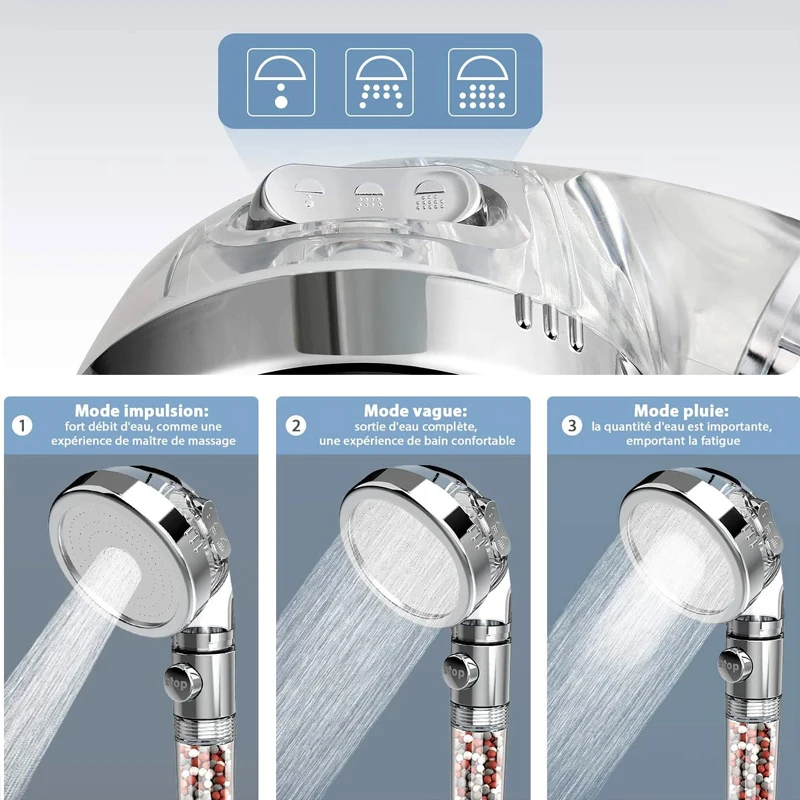 Shower Head Pressurized Water-Saving Hand-Held Shower Nozzle Negative Ion One-Key Water-Stopping Shower Set Bathroom Fixtures 
Shower Head Pressurized Water-Saving Hand-Held Shower Nozzle Negative Ion One-Key Water-Stopping Shower Set Bathroom Fixtures