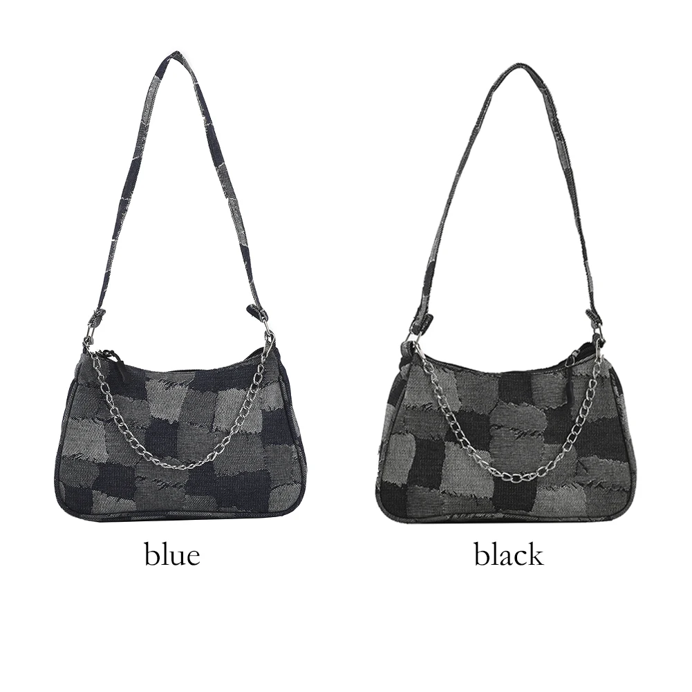 Casual Pure Color Chain Handbag Purse Women Denim Contrast Color Grid Underarm Bag Fashion Chain Shoulder Bags
Casual Pure Color Chain Handbag Purse Women Denim Contrast Color Grid Underarm Bag Fashion Chain Shoulder Bags