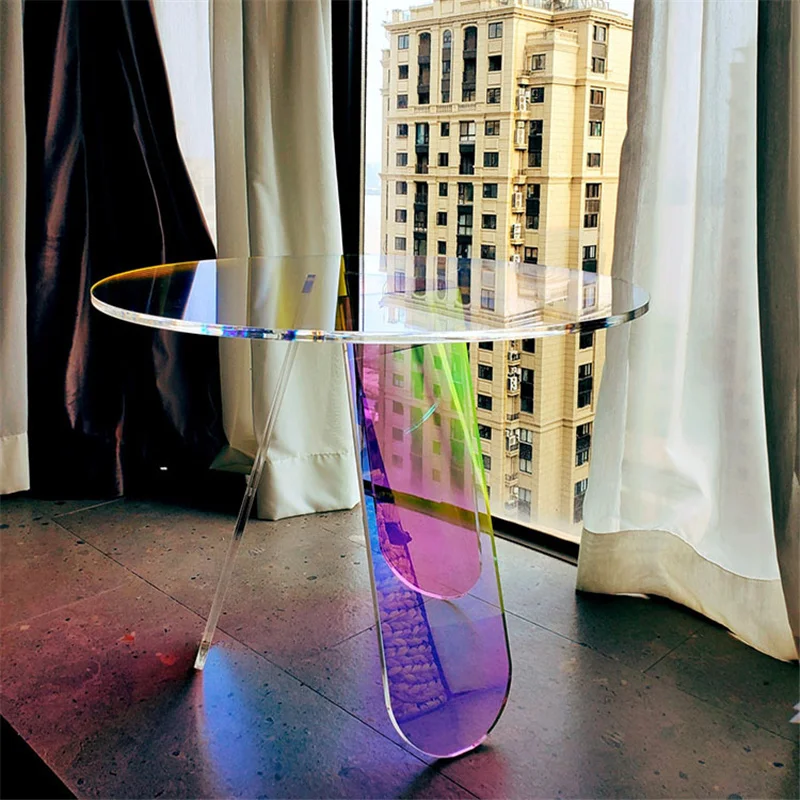 Modern acrylic folding table, simple, small, round, laser, color bedside table, bedroom and living room
Modern acrylic folding table, simple, small, round, laser, color bedside table, bedroom and living room