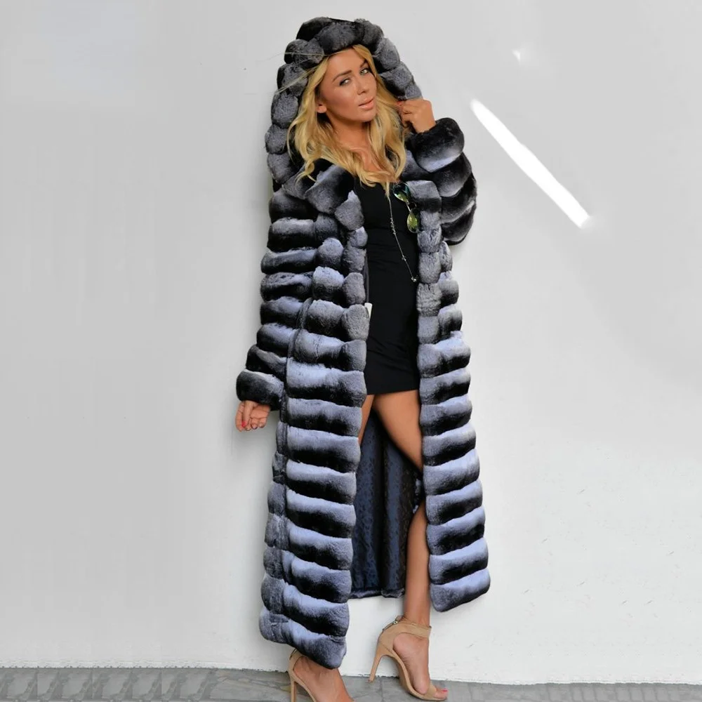 Natural Woman Luxury Real Fur Coats For Women 130cm Long Real Chinchilla Color Rex Rabbit Fur Coat With Hood Warm Overcoats Fur
Natural Woman Luxury Real Fur Coats For Women 130cm Long Real Chinchilla Color Rex Rabbit Fur Coat With Hood Warm Overcoats Fur