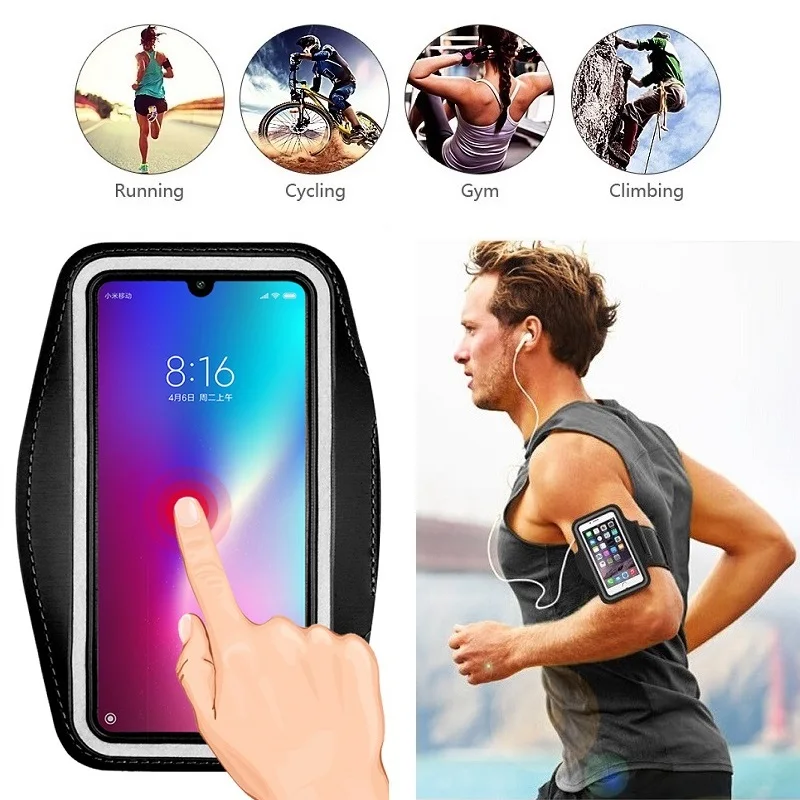 чехол для телефона на руку нарукавники бега сумка Xiaomi Mi 10 Pro Note Lite 9 9T 8 SE A2 A3 A1 Redmi 7 6 5