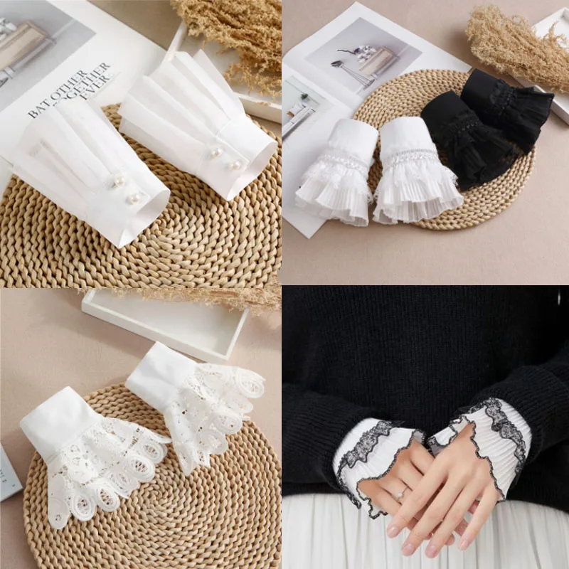 Fashion Women Detachable Sleeve Fake Cuffs Female Lace Pleated Flare Sleeve False Cuffs Ruffles Wristband Decorative Accessory
Fashion Women Detachable Sleeve Fake Cuffs Female Lace Pleated Flare Sleeve False Cuffs Ruffles Wristband Decorative Accessory