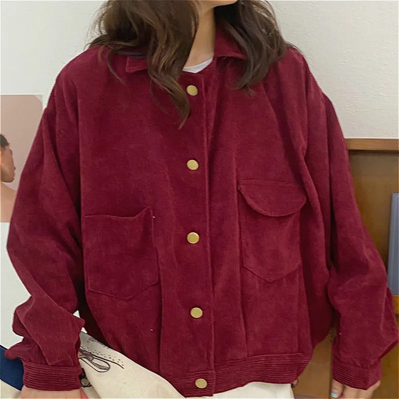 Basic Jackets Women Solid Long Sleeve Loose Pockets Ulzzang All-match Streetwear Retro O-Neck Single Breasted Harajuku Corduroy
Basic Jackets Women Solid Long Sleeve Loose Pockets Ulzzang All-match Streetwear Retro O-Neck Single Breasted Harajuku Corduroy