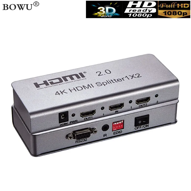 1x2 4K HDMI-совместимый сплиттер Ultra HD * 2K @ 60 Гц HDR 2 0 HDCP Full 3D 1080P 18 Гбит/с переключатель