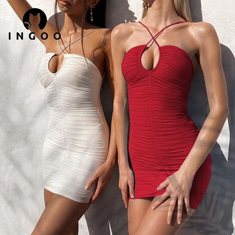INGOO Halter Bodycon Women Pleated Dress Elegant Party Sleeveless Backless Sexy Hollow Outfits Ruched Lace Up Mini Club Dresses
INGOO Halter Bodycon Women Pleated Dress Elegant Party Sleeveless Backless Sexy Hollow Outfits Ruched Lace Up Mini Club Dresses