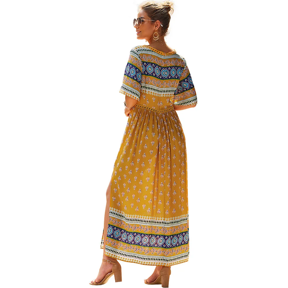Women's Clothing Dress Split Fork 2021 New Product Printing V-Neck Short Sleeve Skirt
Women's Clothing Dress Split Fork 2021 New Product Printing V-Neck Short Sleeve Skirt
