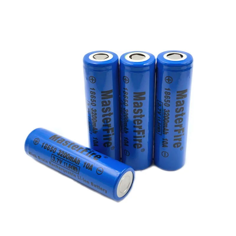 

MasterFire Original 18650 3200mah 10A 3.7V 11.84Wh High Drain Rechargeable Lithium Battery Cell For Flashlights Batteries