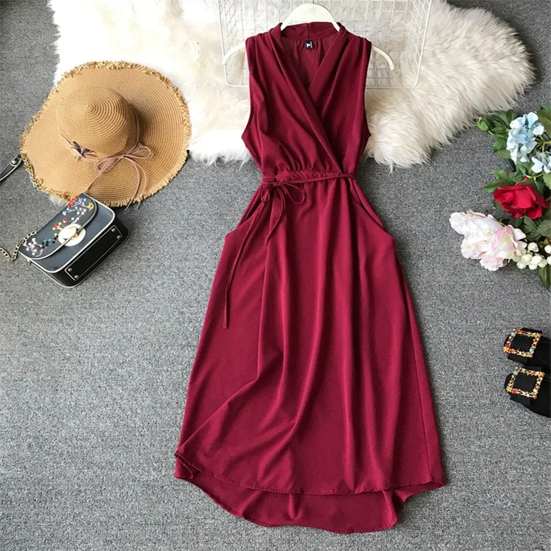 Slim Solid V Neck Summer Chiffon Long Dress Party Women Beach Robe Ete A-Line Tank Sundress Casual Tie Elegant Tunic Vestidos
Slim Solid V Neck Summer Chiffon Long Dress Party Women Beach Robe Ete A-Line Tank Sundress Casual Tie Elegant Tunic Vestidos
