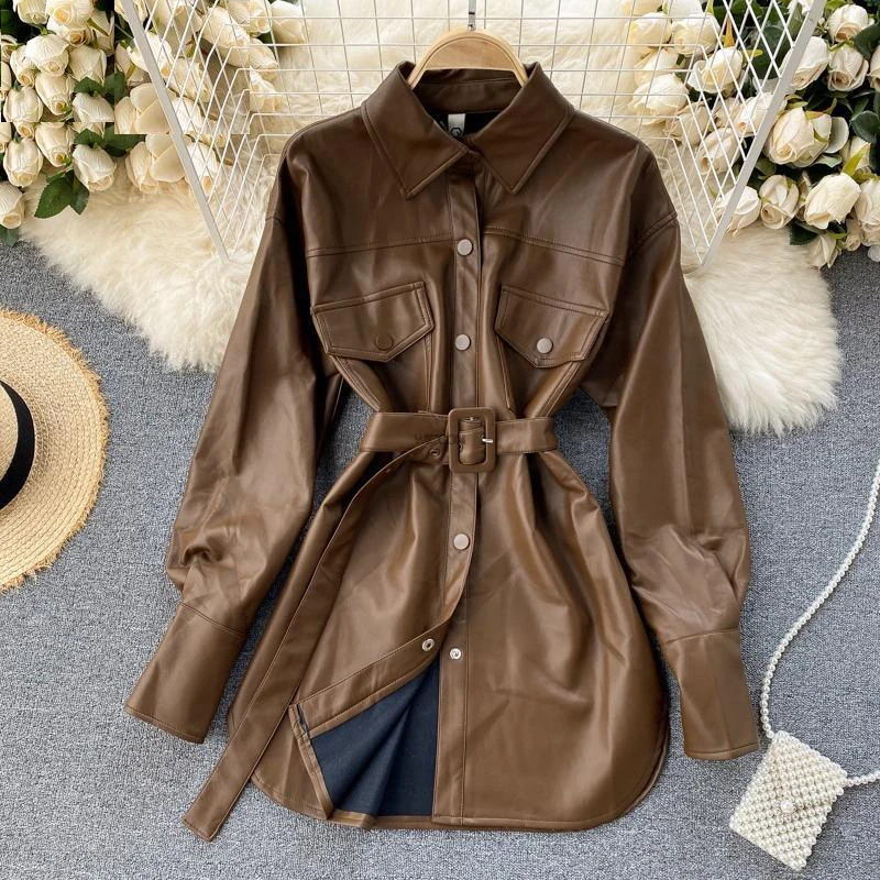 Women PU Leather Jacket 2022 Autumn Winter New Korean Chic Retro Cool Windbreaker Fashion All-match Loose Coat Female
Women PU Leather Jacket 2022 Autumn Winter New Korean Chic Retro Cool Windbreaker Fashion All-match Loose Coat Female
