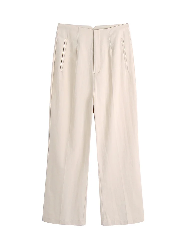 

брюки с прямыми штанинами полной длины 2021 модная женская одежда однотонные повседневные хлопчатобумажные брюки женские элегантные брюки с...