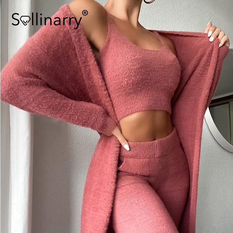 Sollinary Casual 3 piece sets women Soft plush matching outfits Sexy backless crop top+long sleeve cardigan+high waist pant suit
Sollinary Casual 3 piece sets women Soft plush matching outfits Sexy backless crop top+long sleeve cardigan+high waist pant suit