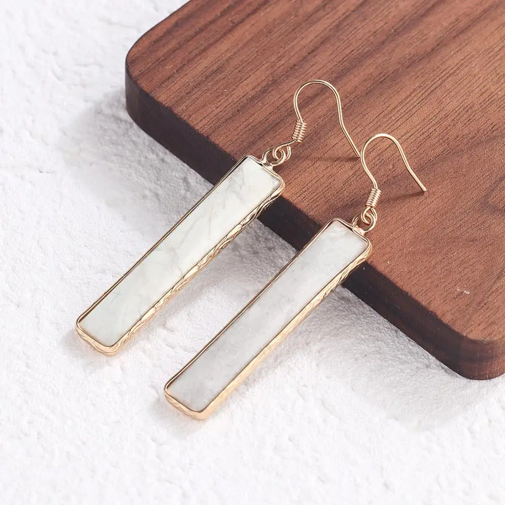 2020 Hot Selling 5.9*1cm Vertical Bar Natural Stone With Fram Drop Earrings Women Fashion Brand Dangle Earrings Wholesale
2020 Hot Selling 5.9*1cm Vertical Bar Natural Stone With Fram Drop Earrings Women Fashion Brand Dangle Earrings Wholesale