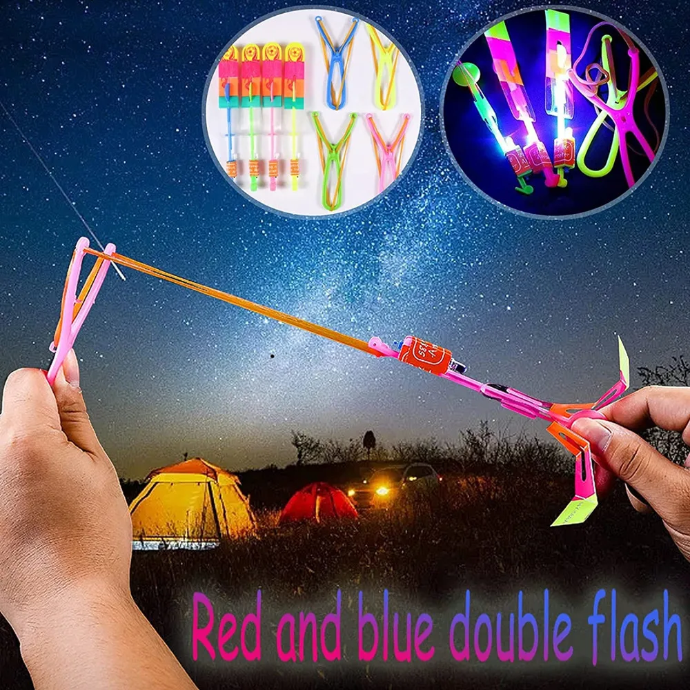 

5 Pcs Amazing LED Light Arrow Rocket Helicopter Elastic Flying Toy Party Favor Fun Gift For Children