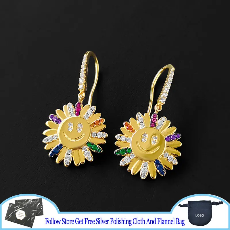 S925 Sterling Silver Earrings UN APRES MIDI A LA PLAGE Multicolor Daisy Earrings Sun Flower Smiley Ear Hook Popular New Jewelry
S925 Sterling Silver Earrings UN APRES MIDI A LA PLAGE Multicolor Daisy Earrings Sun Flower Smiley Ear Hook Popular New Jewelry