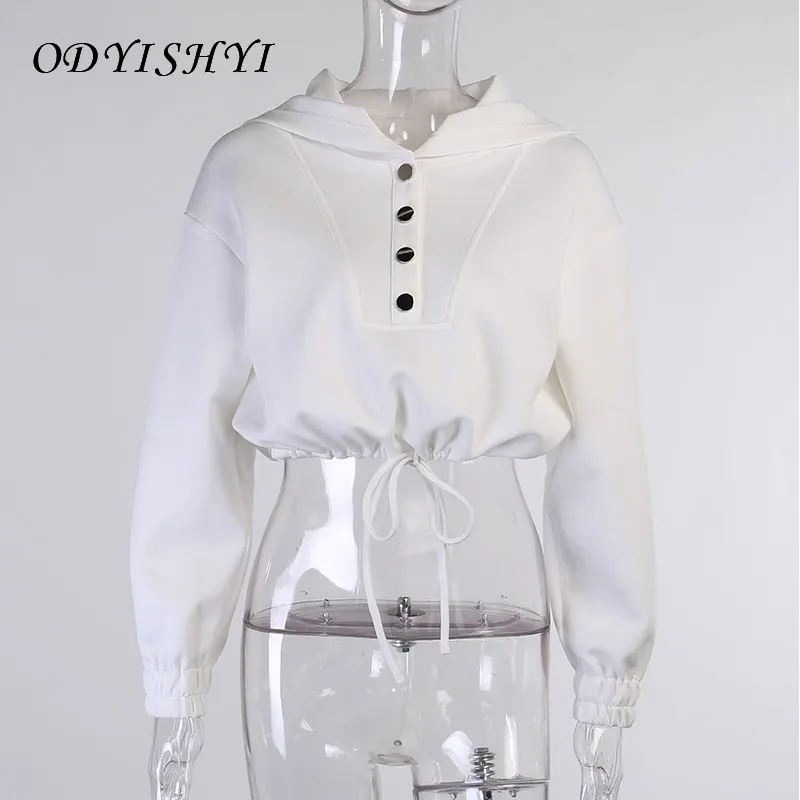 Spring Autumn New Hooded Drawstring Short Top Women's Sports Vintage Distressed Loose Casual Long Sleeves Hoodie Buttons DH179
Spring Autumn New Hooded Drawstring Short Top Women's Sports Vintage Distressed Loose Casual Long Sleeves Hoodie Buttons DH179