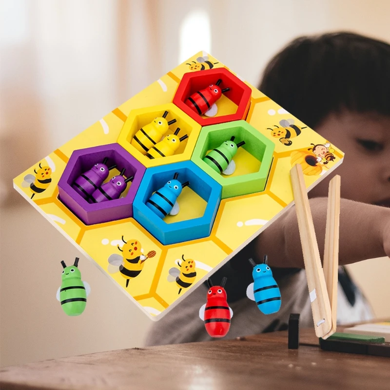 

Beehive Game Childhood Color Cognitive Clip Small Bee Toy Wooden Leaning Educatinal Toys Children Montessori Early Educa