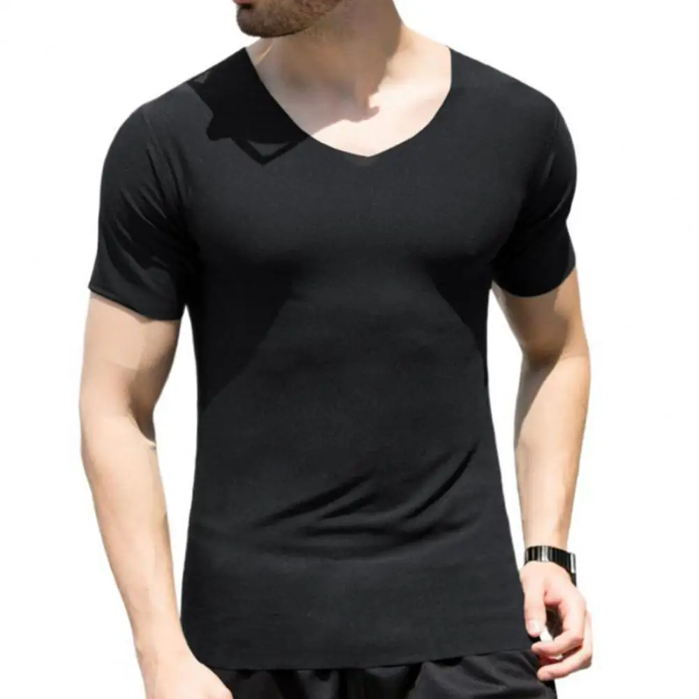 Men T Shirt Fashion Fitness V Neck Short Sleeve T-Shirt Summer Casual Gym Solid Color Tops Slim Polyester T-Shirts Plus Size 
Men T Shirt Fashion Fitness V Neck Short Sleeve T-Shirt Summer Casual Gym Solid Color Tops Slim Polyester T-Shirts Plus Size