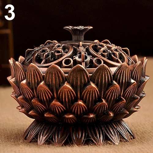Lotus Shape Zinc-copper Alloy Incense Burner Brass Mini Sandalwood Censer Creative Buddha Home Office Table Decor Holder | Дом и сад