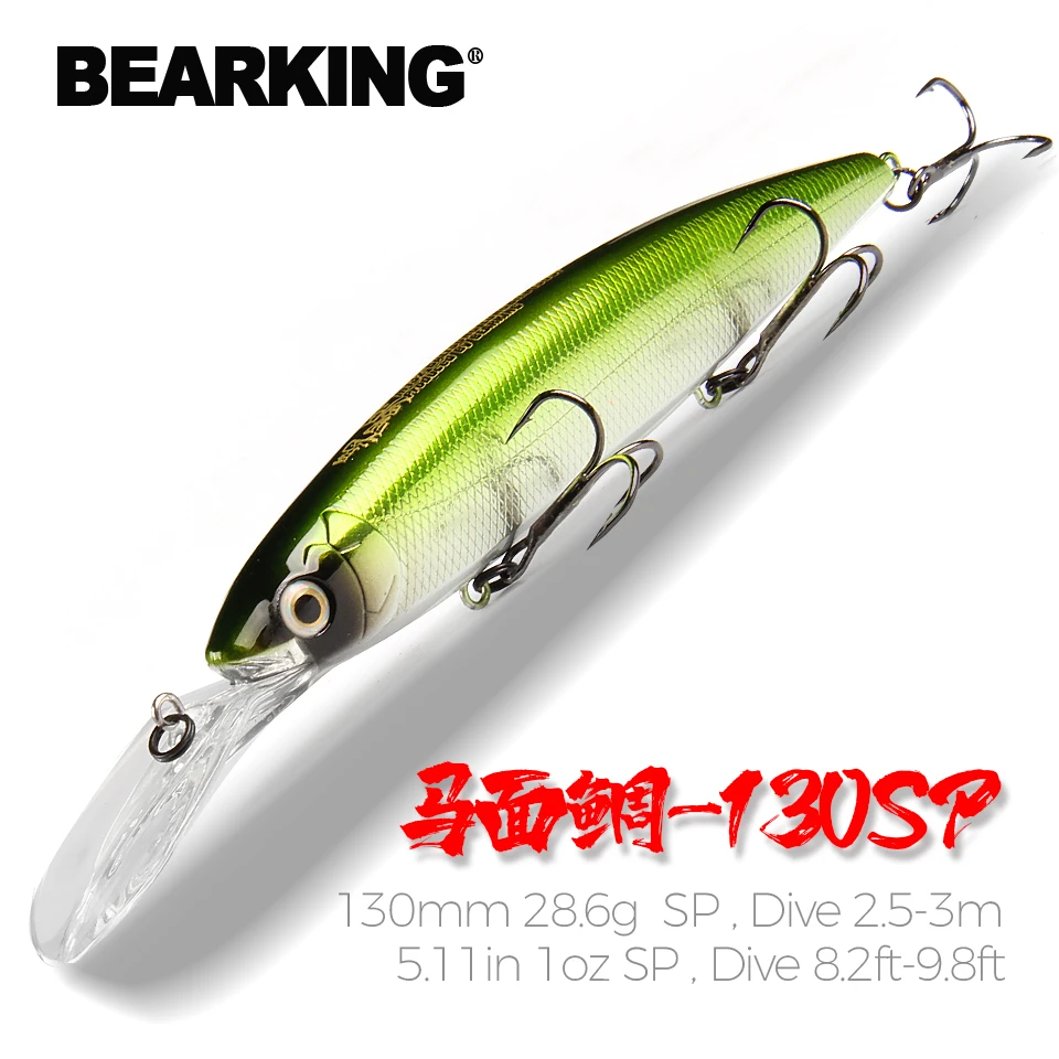 Bearking 130mm 28.6g professional quality fishing lures hard bait dive 2.5-3m quality wobblers minnow Artificial Bait Tackle
Bearking 130mm 28.6g professional quality fishing lures hard bait dive 2.5-3m quality wobblers minnow Artificial Bait Tackle