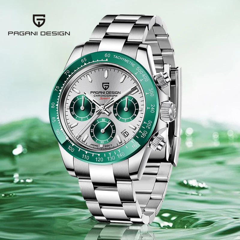 PAGANI DESIGN New Luxury Light Green Quartz Chronograph Sapphire Simpl Display Men's Watch Stainless Steel 100M Waterproof Sale
PAGANI DESIGN New Luxury Light Green Quartz Chronograph Sapphire Simpl Display Men's Watch Stainless Steel 100M Waterproof Sale