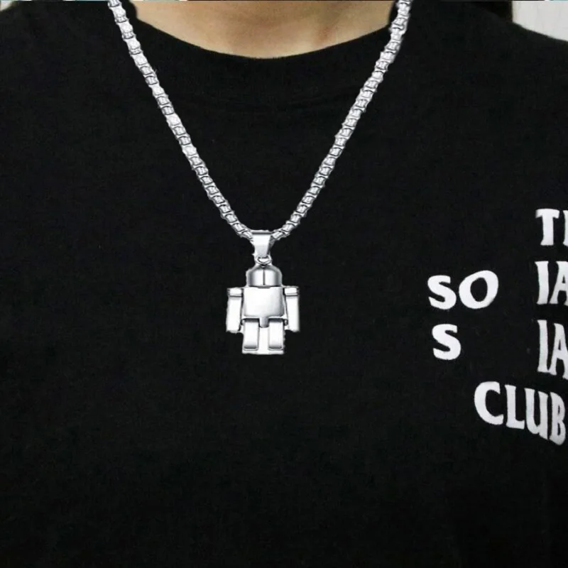 Custom Cool Smooth Blank Robot Pendant Neck Chain Hip-Hop Retro Personality Stainless Steel Necklace Men Sweater Choker Jewelry
Custom Cool Smooth Blank Robot Pendant Neck Chain Hip-Hop Retro Personality Stainless Steel Necklace Men Sweater Choker Jewelry