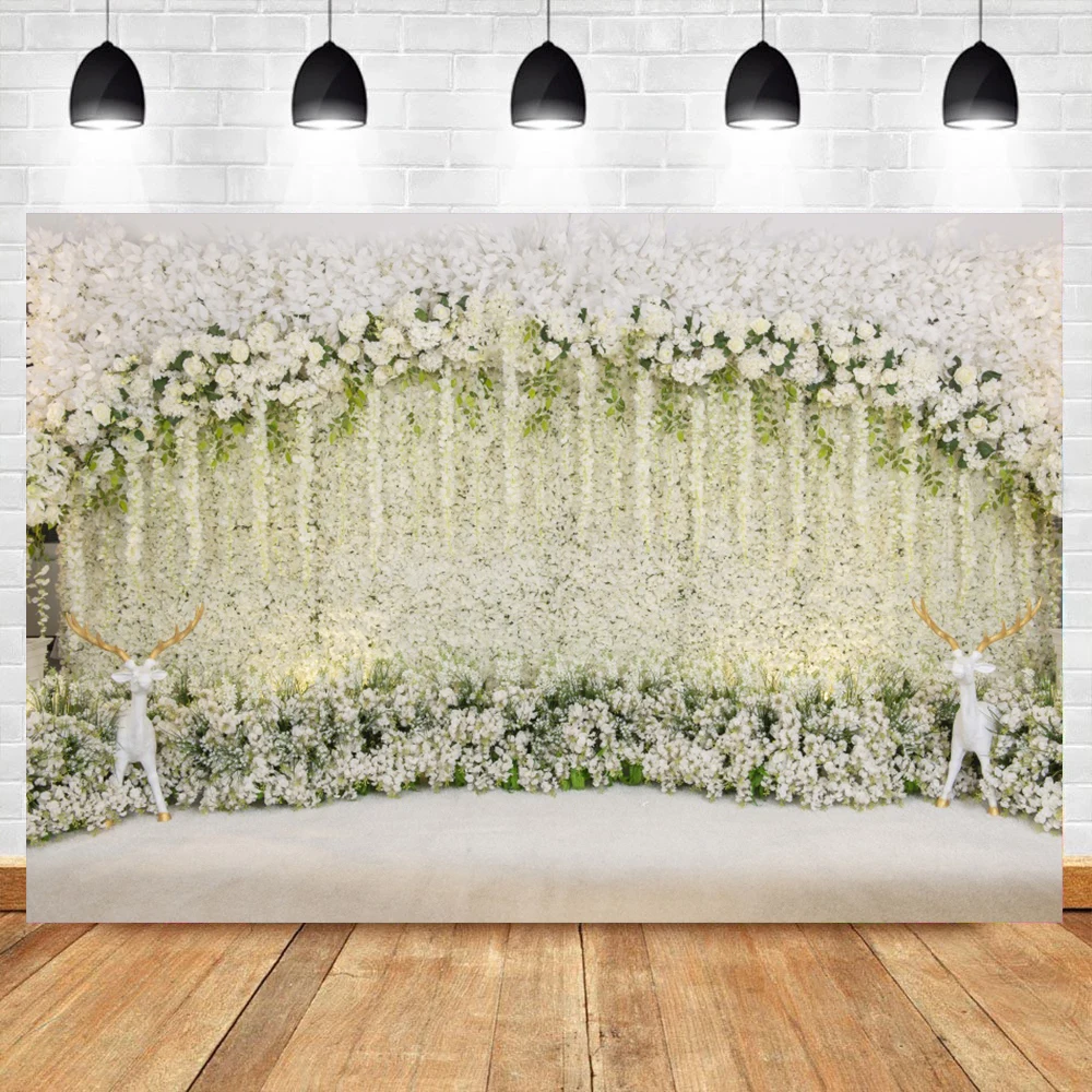 Фото Свадебный фон для фотосъемки цветы стена Романтическая любовь церемония