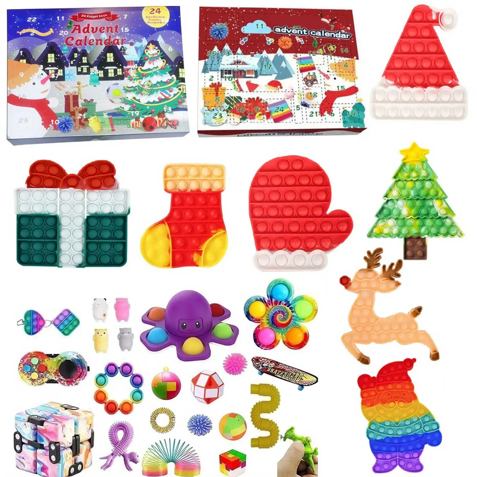 24Pcs Christmas Fidgets Advent Calendar Toy Box New Year Countdown Simples Dimples Children Gift Stress Relief Push Bubbles
24Pcs Christmas Fidgets Advent Calendar Toy Box New Year Countdown Simples Dimples Children Gift Stress Relief Push Bubbles