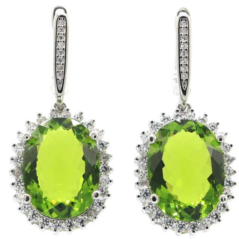 36x15mm SheCrown Amazing Oval Shape Green Peridot White CZ For Women Daily Wear Silver Earrings
36x15mm SheCrown Amazing Oval Shape Green Peridot White CZ For Women Daily Wear Silver Earrings