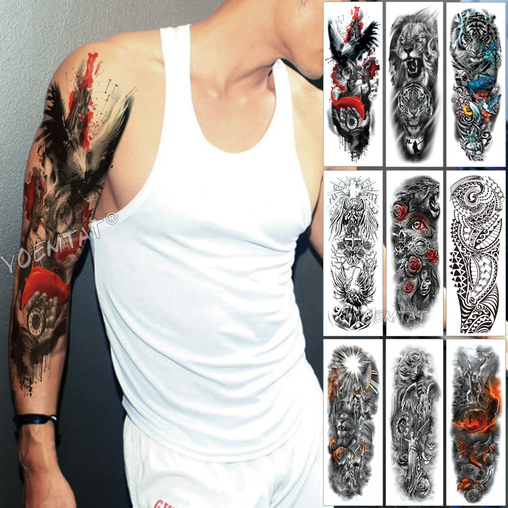 Large Arm Sleeve Tattoo Owl Hands Clock Waterproof Temporary Tattoo Sticker Angel Cloud Ladder Men Full Red Tattoo Body Art
Large Arm Sleeve Tattoo Owl Hands Clock Waterproof Temporary Tattoo Sticker Angel Cloud Ladder Men Full Red Tattoo Body Art
