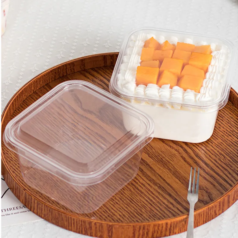 

25 шт. чистый красный 600ML прозрачные одноразовые коробки для тортов и пирожных Мороженое выпечки чашки упаковка десерт фруктовый салат пласт...