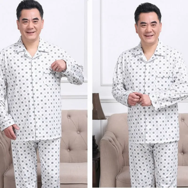 New Men Thin Double-Length Pajamas Set Spring Autumn Men Pajamas Knitted Cotton Long-Sleeved Cardigan Sleepwear Men Nightwear
New Men Thin Double-Length Pajamas Set Spring Autumn Men Pajamas Knitted Cotton Long-Sleeved Cardigan Sleepwear Men Nightwear