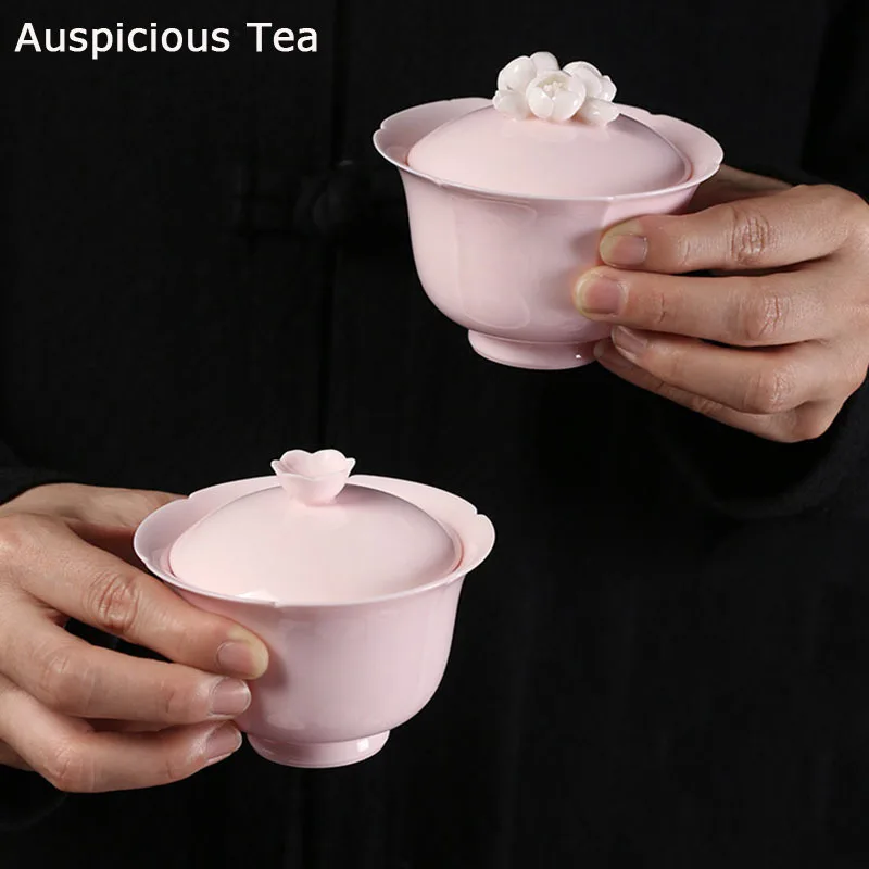150ml Jade Mud Cherry Powder Ceramics Sancai Covered Bowl Tea Cup Handmade Kung Fu Teaset Household Ceramic Gaiwan Tea Ceremony
150ml Jade Mud Cherry Powder Ceramics Sancai Covered Bowl Tea Cup Handmade Kung Fu Teaset Household Ceramic Gaiwan Tea Ceremony