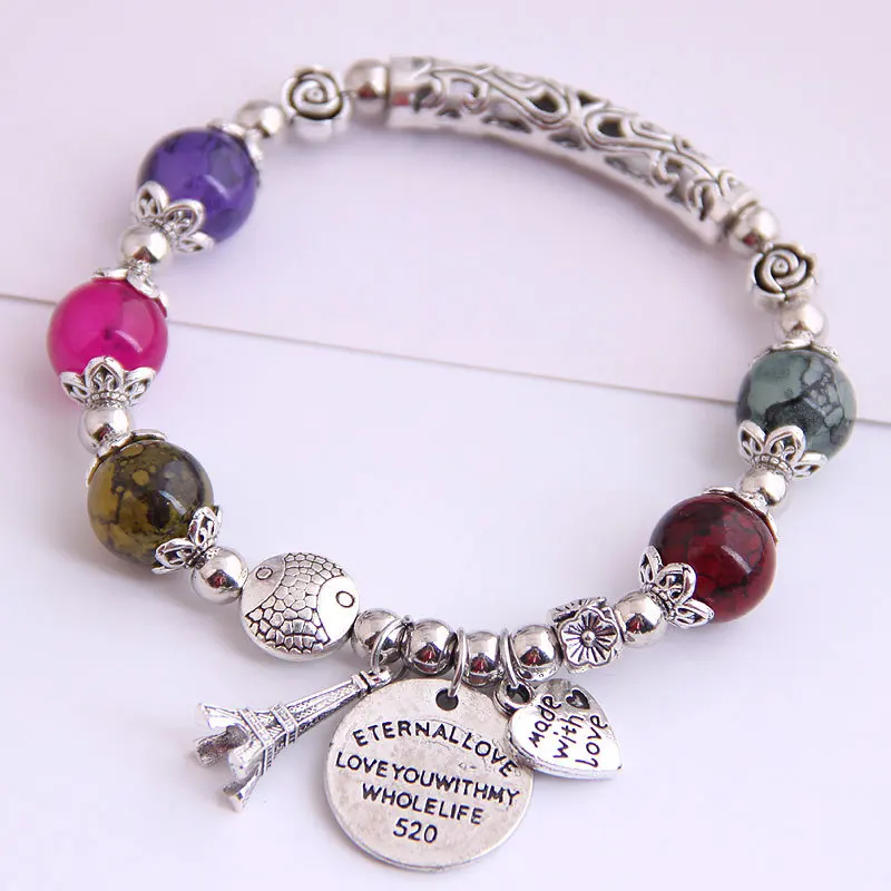 New Retro Ethnic Style Antique Silver Round Bracelets Bead Elastic Love Tower Couple Girlfriends Bracelets On Hand For Women
New Retro Ethnic Style Antique Silver Round Bracelets Bead Elastic Love Tower Couple Girlfriends Bracelets On Hand For Women