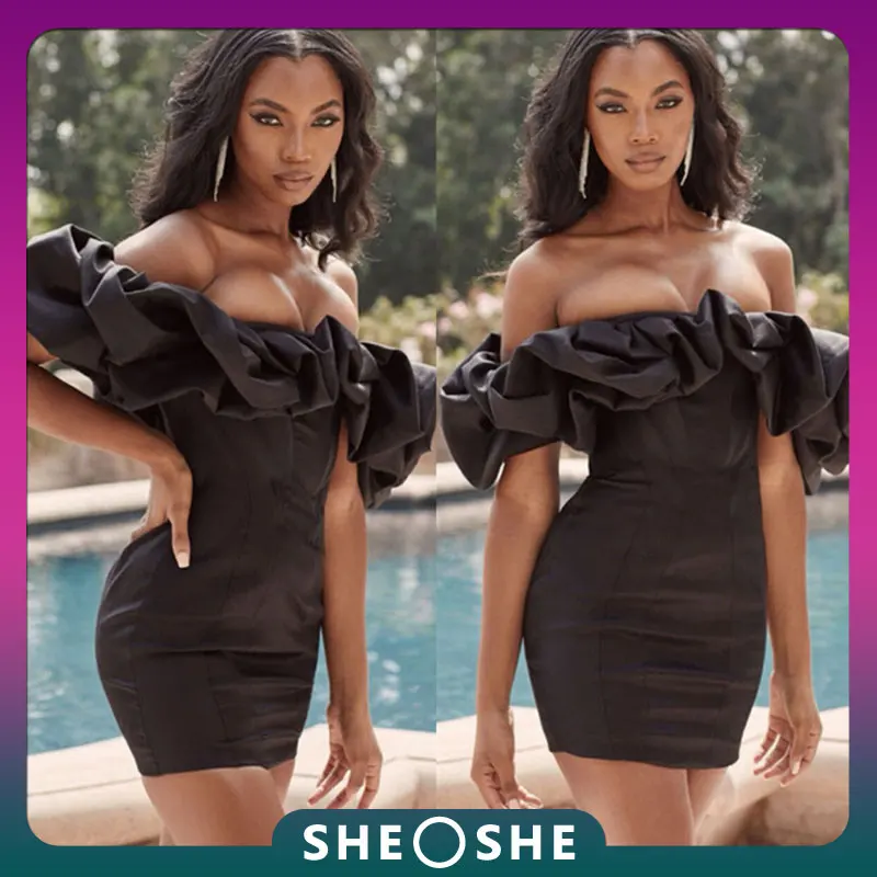 2022 Summer Ruffle Off Shoulde Black Bodycon Sexy Women's Dress Fashion Backless Short Sleeve Party Dress Nightclub Vestidos
2022 Summer Ruffle Off Shoulde Black Bodycon Sexy Women's Dress Fashion Backless Short Sleeve Party Dress Nightclub Vestidos
