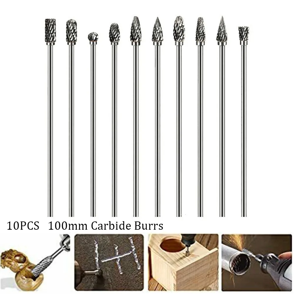 10Pcs 4'' Long Double-Cut Tungsten Solid Carbide Rotary Metal File Drill Bit Wood Carving Hand Woodworking Tools For Woodwork
10Pcs 4'' Long Double-Cut Tungsten Solid Carbide Rotary Metal File Drill Bit Wood Carving Hand Woodworking Tools For Woodwork