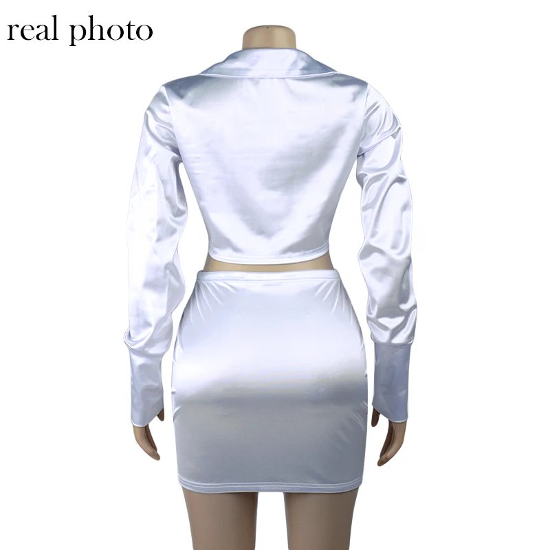women silky satin 2 two piece set lace up long sleeve crop top high waist mini skirt 2019 autumn winter lady clothes 2020
women silky satin 2 two piece set lace up long sleeve crop top high waist mini skirt 2019 autumn winter lady clothes 2020