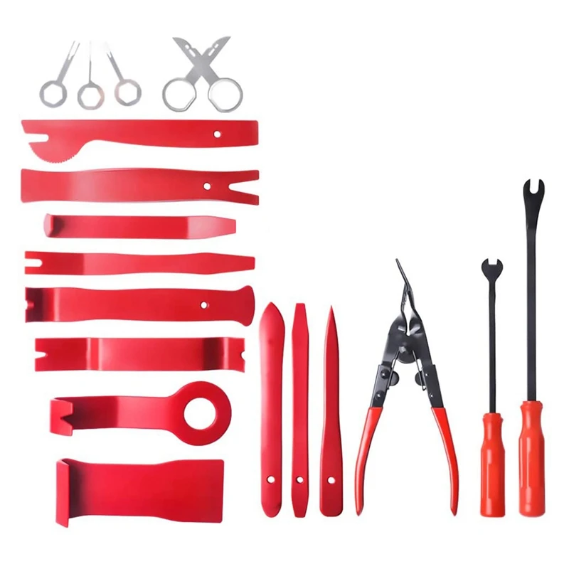 19 Pcs Car Panel Removal Tools Kit - Trim Removal Tool Set, for Car Dash o Radio Door, Fastener Remover
19 Pcs Car Panel Removal Tools Kit - Trim Removal Tool Set, for Car Dash o Radio Door, Fastener Remover