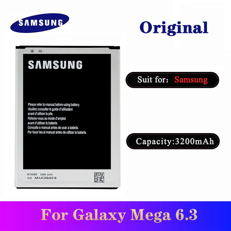 5pcs/lot Original Battery B700BE For Samsung Galaxy Mega 6.3 i9200 i527 i525 I9205 P729 T2556 L600 3200mAh Phone NFC Batteria
5pcs/lot Original Battery B700BE For Samsung Galaxy Mega 6.3 i9200 i527 i525 I9205 P729 T2556 L600 3200mAh Phone NFC Batteria