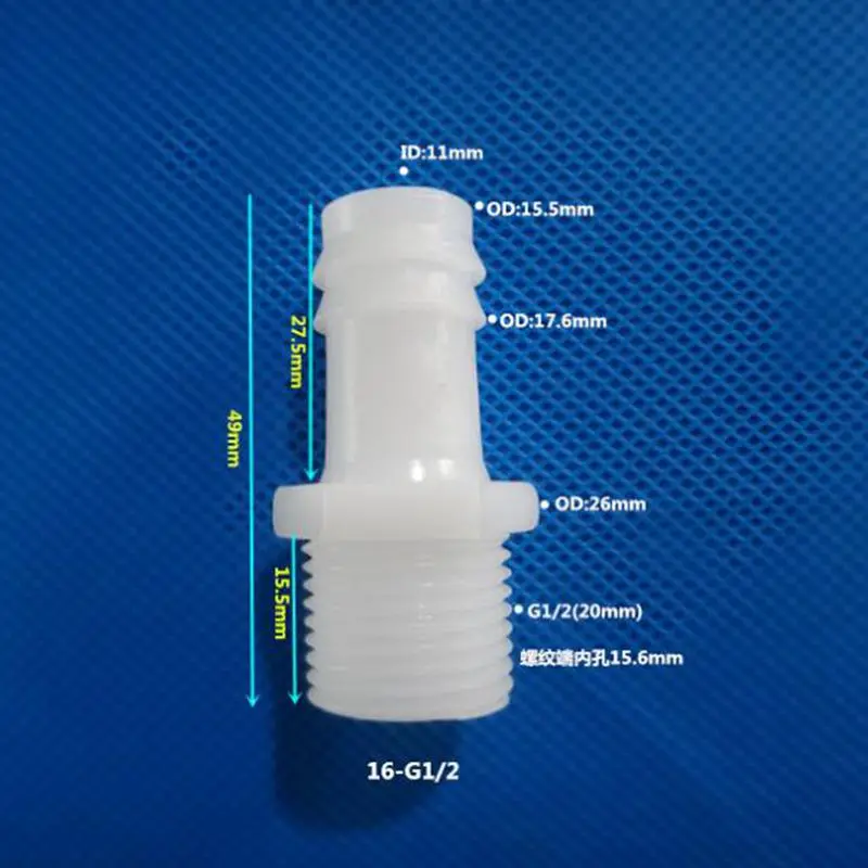 1/2'' BSP Male Thread to 16mm Plastic Pipe Fitting PE Pagoda Barbed Straight Water Tube Garden Hose Connector
1/2'' BSP Male Thread to 16mm Plastic Pipe Fitting PE Pagoda Barbed Straight Water Tube Garden Hose Connector