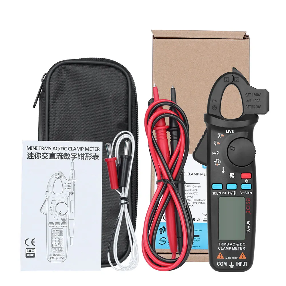 Digital Clamp Meter DC AC Current 100A 1mA Accuracy Profession Multimeter Tester for Car Repair Ammeter Voltmeter BSIDE ACM91
Digital Clamp Meter DC AC Current 100A 1mA Accuracy Profession Multimeter Tester for Car Repair Ammeter Voltmeter BSIDE ACM91