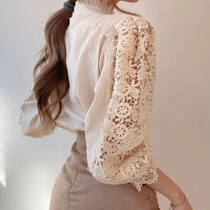 Stand Korean Clothes Hollow Out Autumn Vintage Style Lace Shirts Perspective Women's Clothing Fashion Brand Blouses Ladies Tops
Stand Korean Clothes Hollow Out Autumn Vintage Style Lace Shirts Perspective Women's Clothing Fashion Brand Blouses Ladies Tops