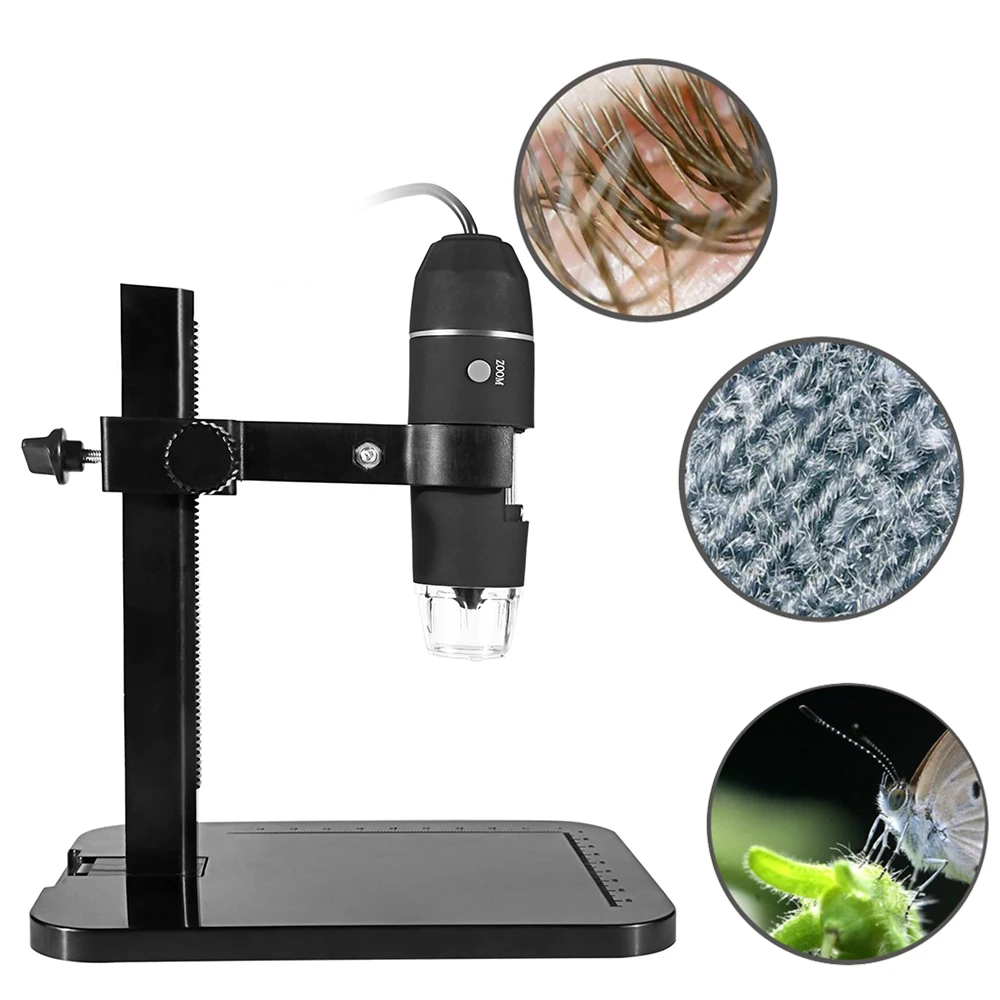 Portable USB2.0 Digital Microscope 1000X Electronic Endoscope 8 LED 2 Million Pixels Practic Magnifier Microscope Camera Black