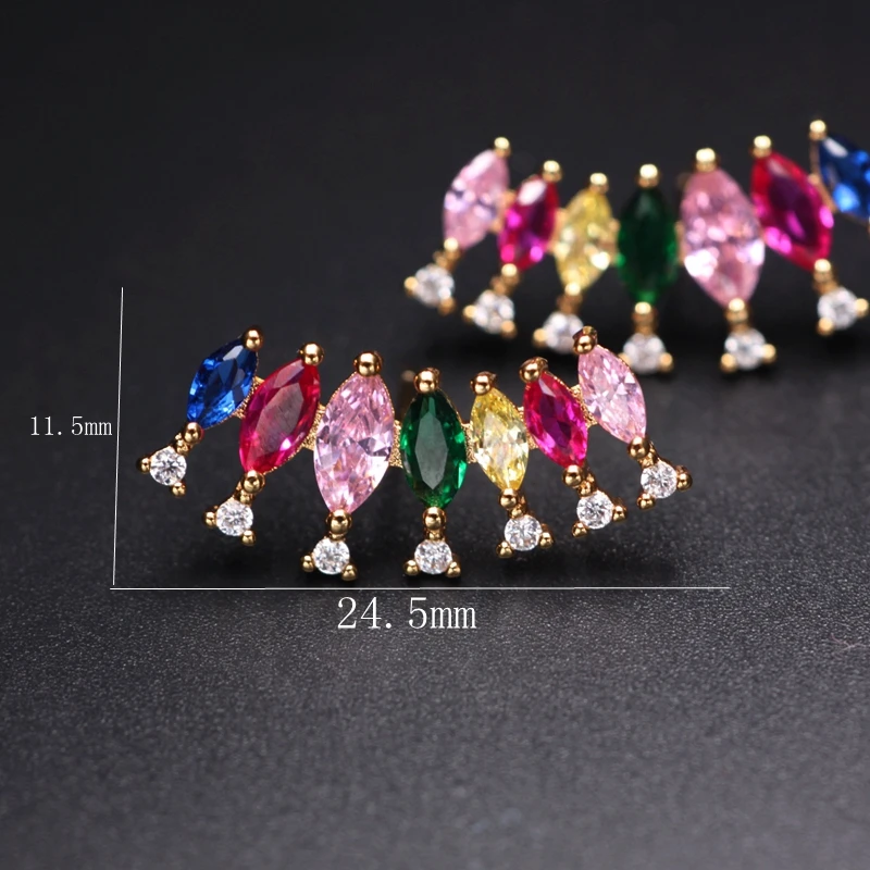 Cute rainbow stud earring For Women Colorful Sparkling cubic zirconia Flower Elegant Gold color small earing women Girls Jewelry
Cute rainbow stud earring For Women Colorful Sparkling cubic zirconia Flower Elegant Gold color small earing women Girls Jewelry