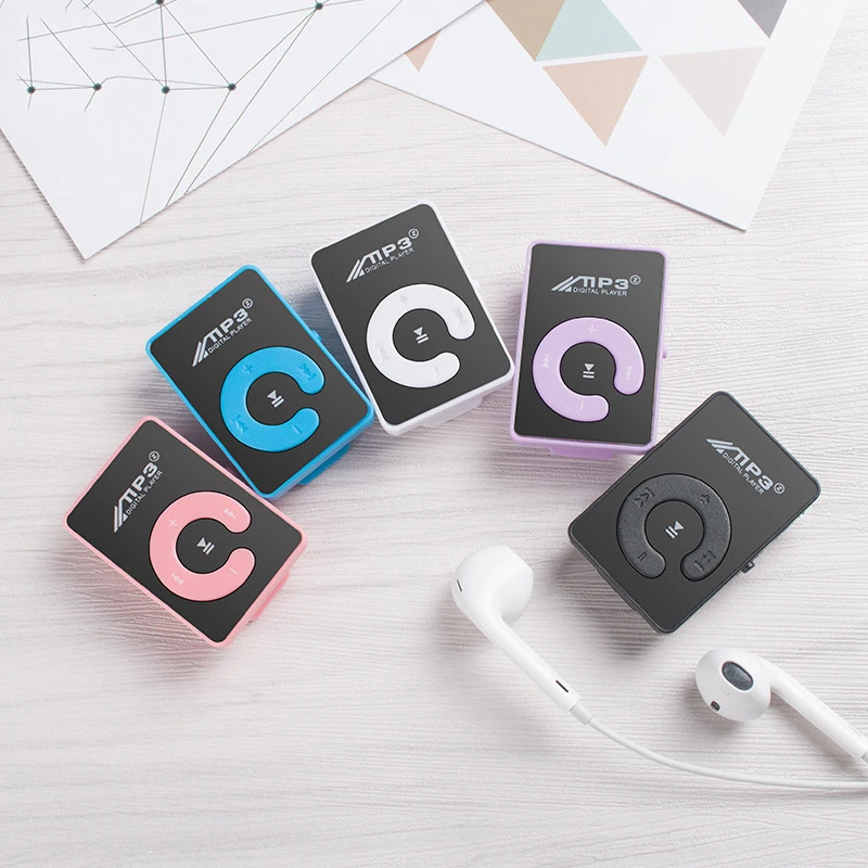 Портативный мини mp3 плеер с зеркальным зажимом USB цифровой MP3 поддержкой SD TF карты